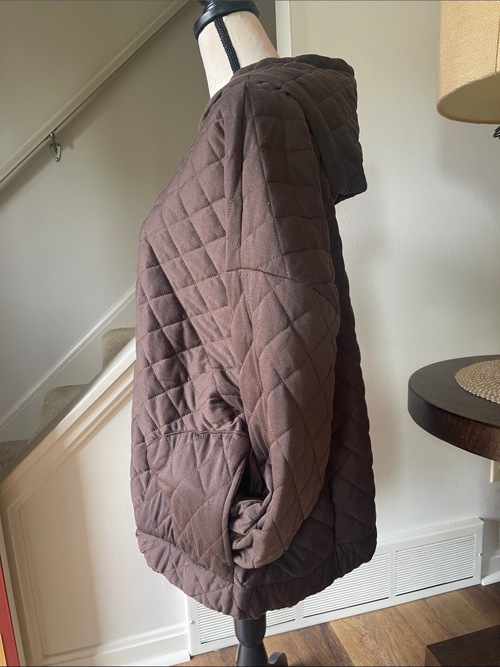 Love Brown Quilted Pullover Hoodie Pockets Size 4X - Picture 2 of 11
